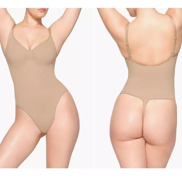 SKIMS Seamless Sculpt Shaping Seamless Thong Bodysuit In Clay Nude 4XL